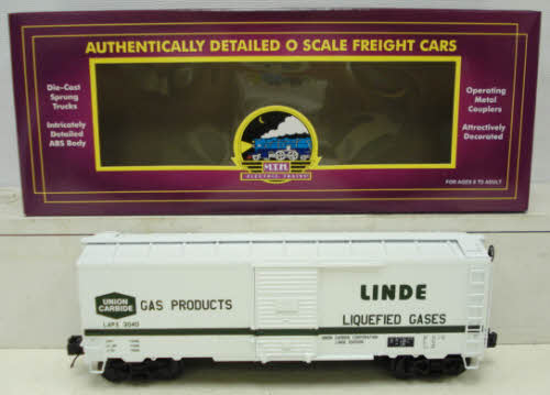 MTH 20-93410 O Gauge Linde Industrial Gases 40’ AAR Box Tank Car #3040