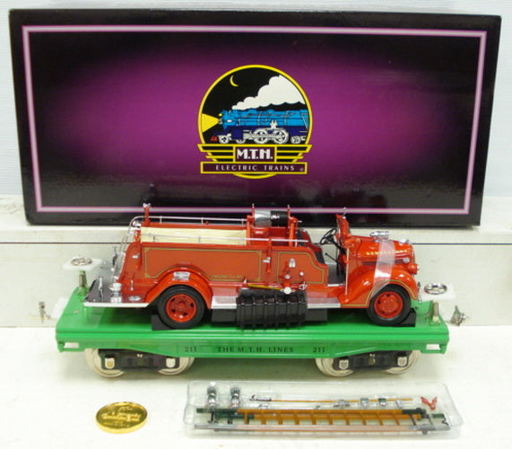 MTH 10-2107 200 Series Standard Gauge Flatcar with Fire Truck