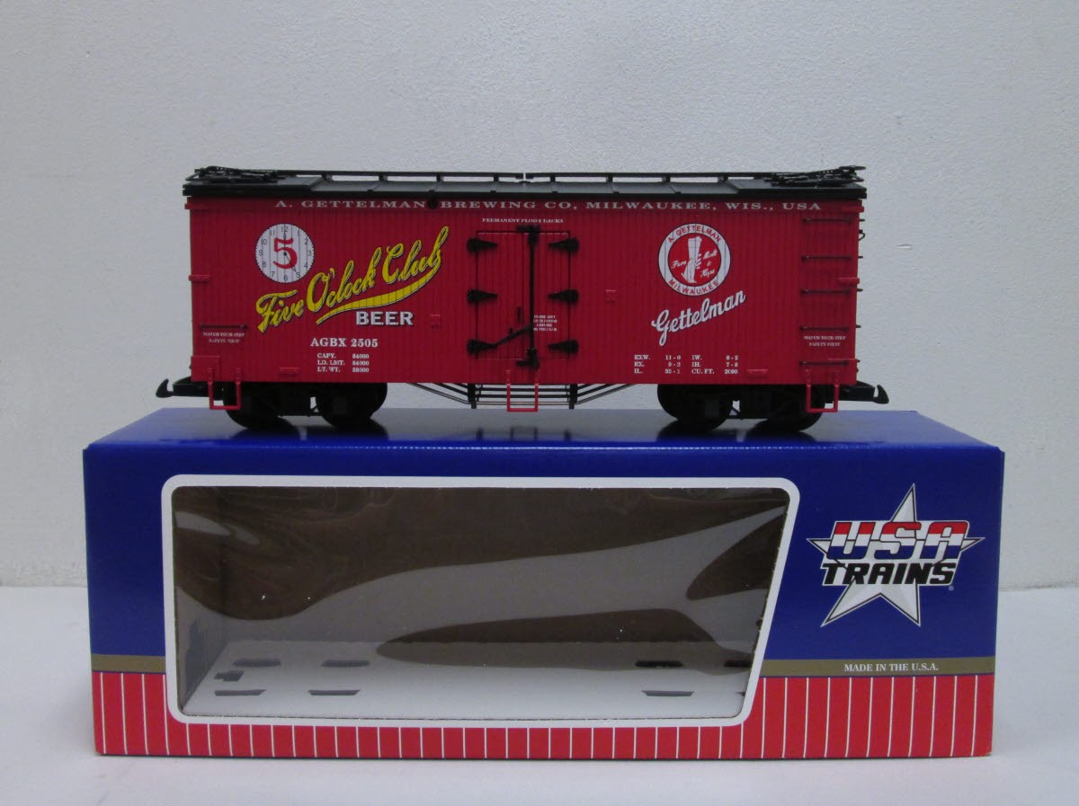 USA Trains R16395 G Scale 5 O'Clock Club Beer Refrigerator Car