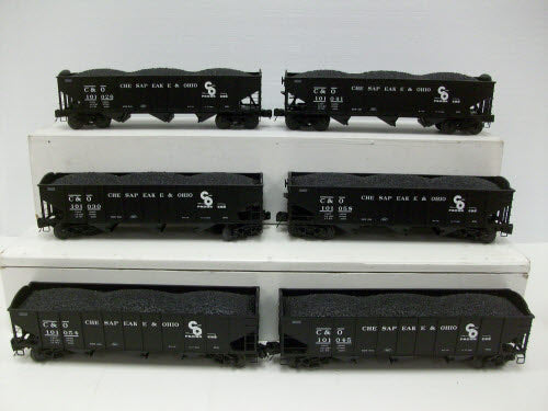 MTH 20-90394 O Chesapeake & Ohio 70-Ton 3-Bay Hopper Car Set (Set of 6)