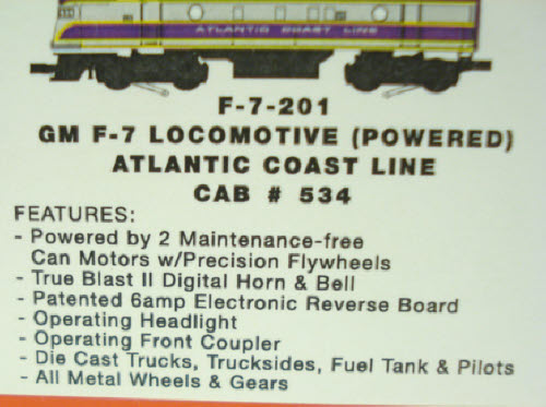 Williams F7-201 ACL F-7 ABA Diesel Set w/Horn