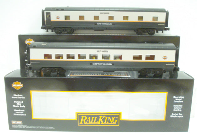 MTH 30-67475 O Harley-Davidson 60' Streamlined Sleeper/Diner Set (Set of 2)