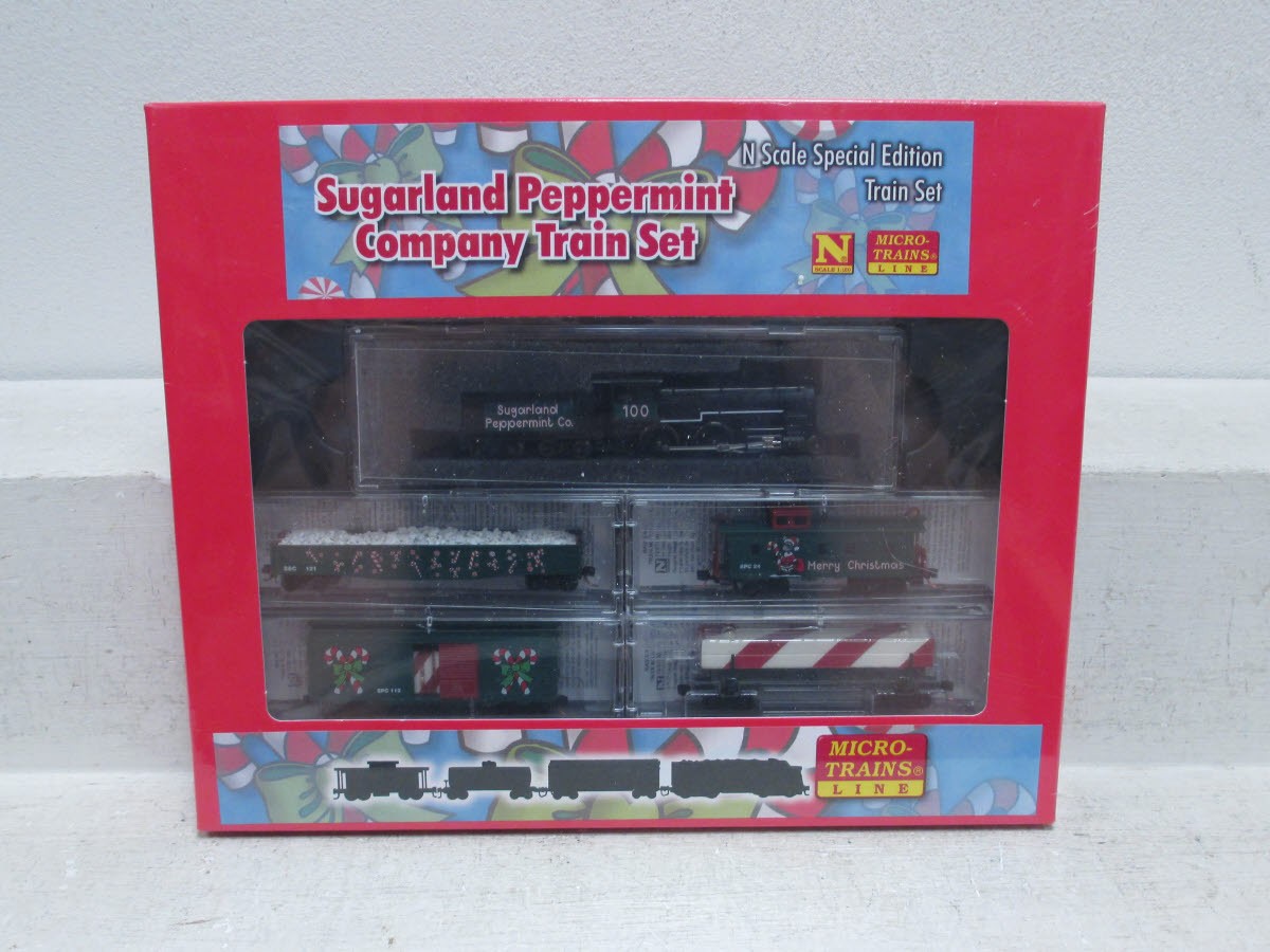 Micro-Trains 99321130 Sugarland Peppermint Co. N Gauge Steam Freight Train Set