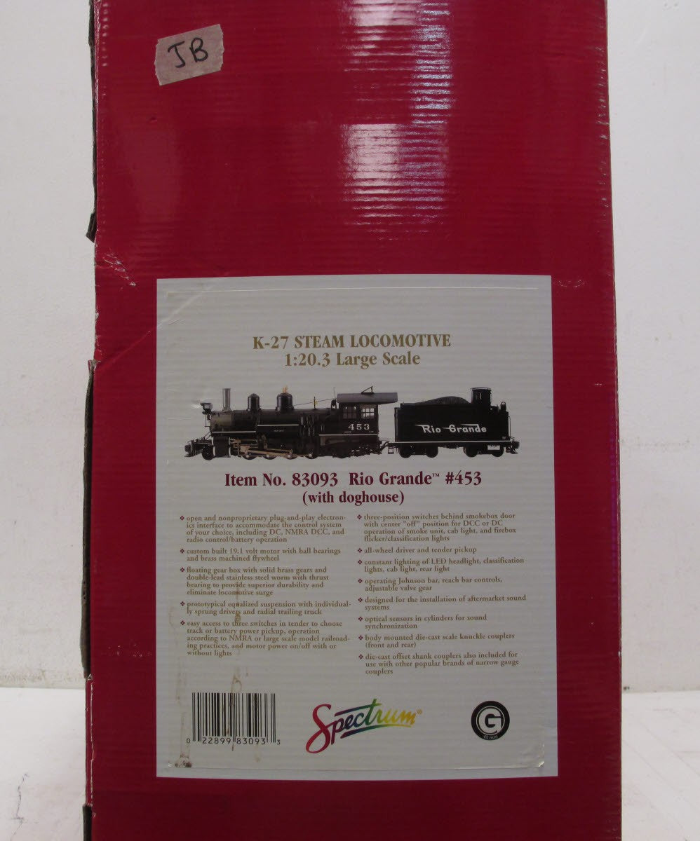 Spectrum 83093 G Scale D&RGW K-27 Steam Locomotive #453