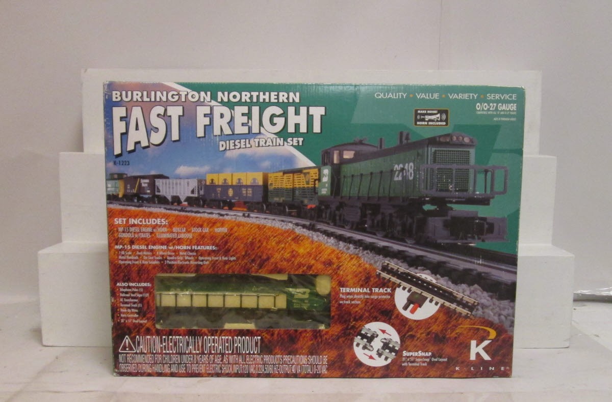 K-Line K-1223 Burlington Northern Fast Freight O Gauge Diesel Train Set