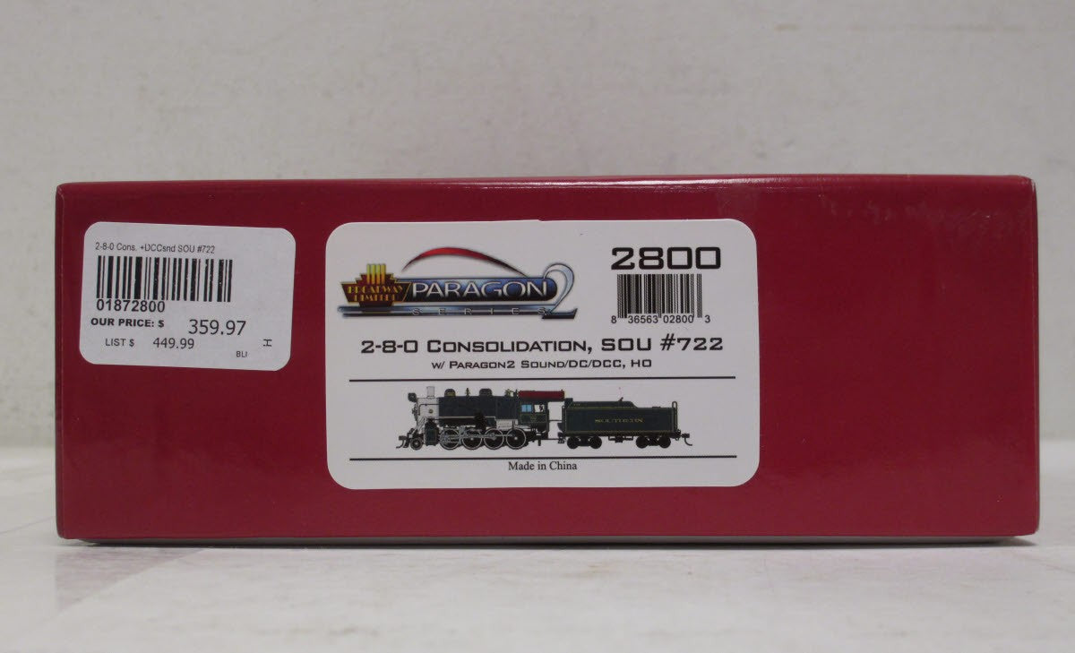 Broadway Limited 2800 HO Southern 2-8-0 Consolidation Steam Loco Sound/DCC #722