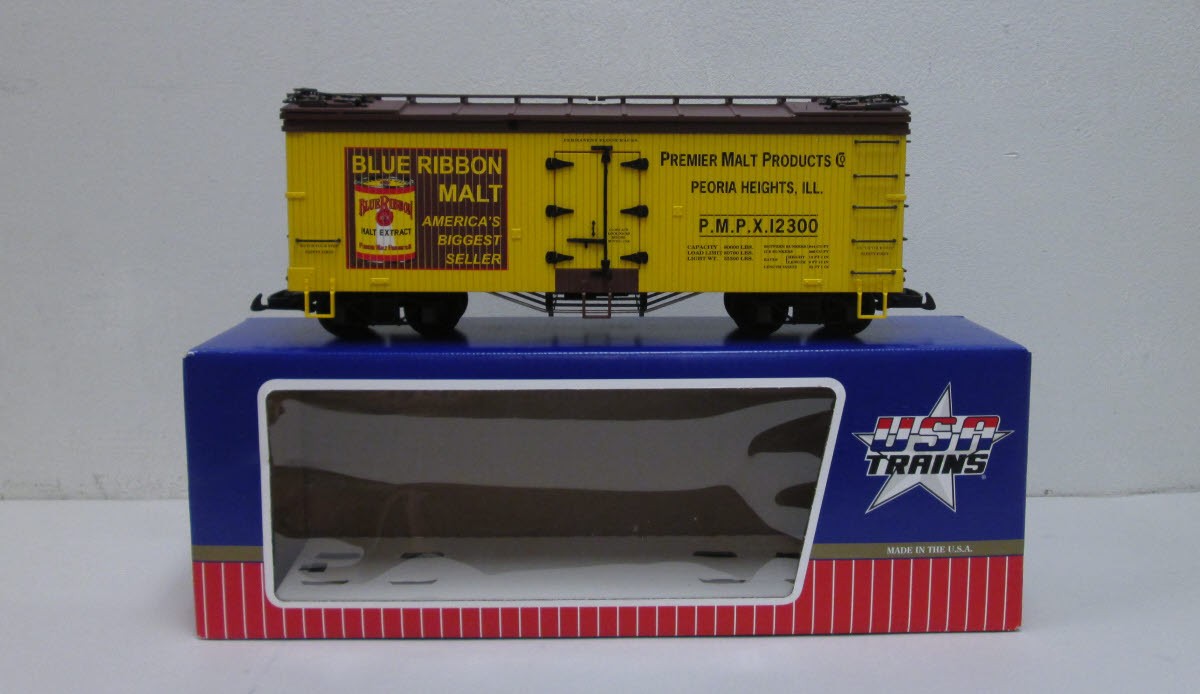 USA Trains 16392 G Scale Blue Ribbon Malt Refrigerator Car