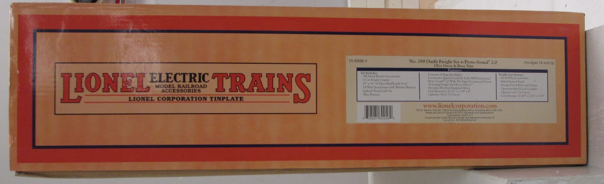 Lionel 11-5506-1 Outfit O Gauge Electric Freight Train Set w/ProtoSound 2.0 #299