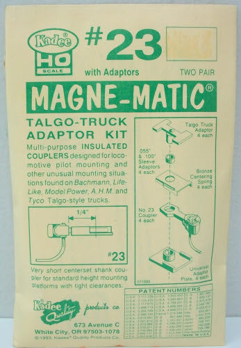 Kadee 23 HO Scale Short (1/4) Centerset Shank Talgo Truck Adaptor Kit