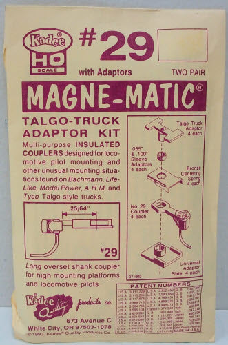 Kadee 29 HO 20-Series 25/64" Long Coupler With Overset Shank (2 Pairs of 2)