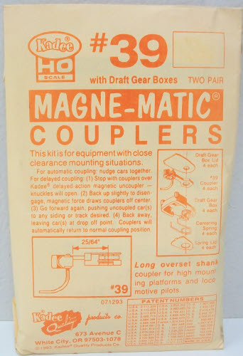Kadee 39 HO Scale 30-Series Coupler Long (25/64) Overset Shank