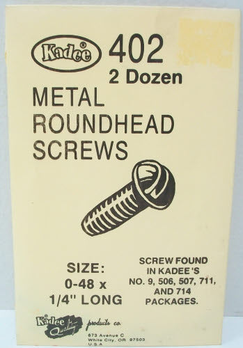Kadee 402 HO Coupler Mounting Metal Screws 0-48 x 1/4" (Pack of 24)