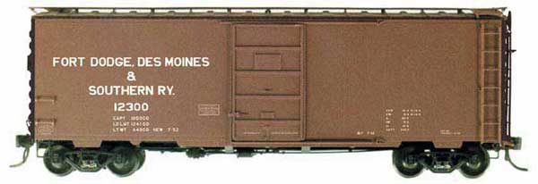 Kadee 4043 HO Ft Dodge, Des Moines & Southern 40' PS-1 Boxcar #12300