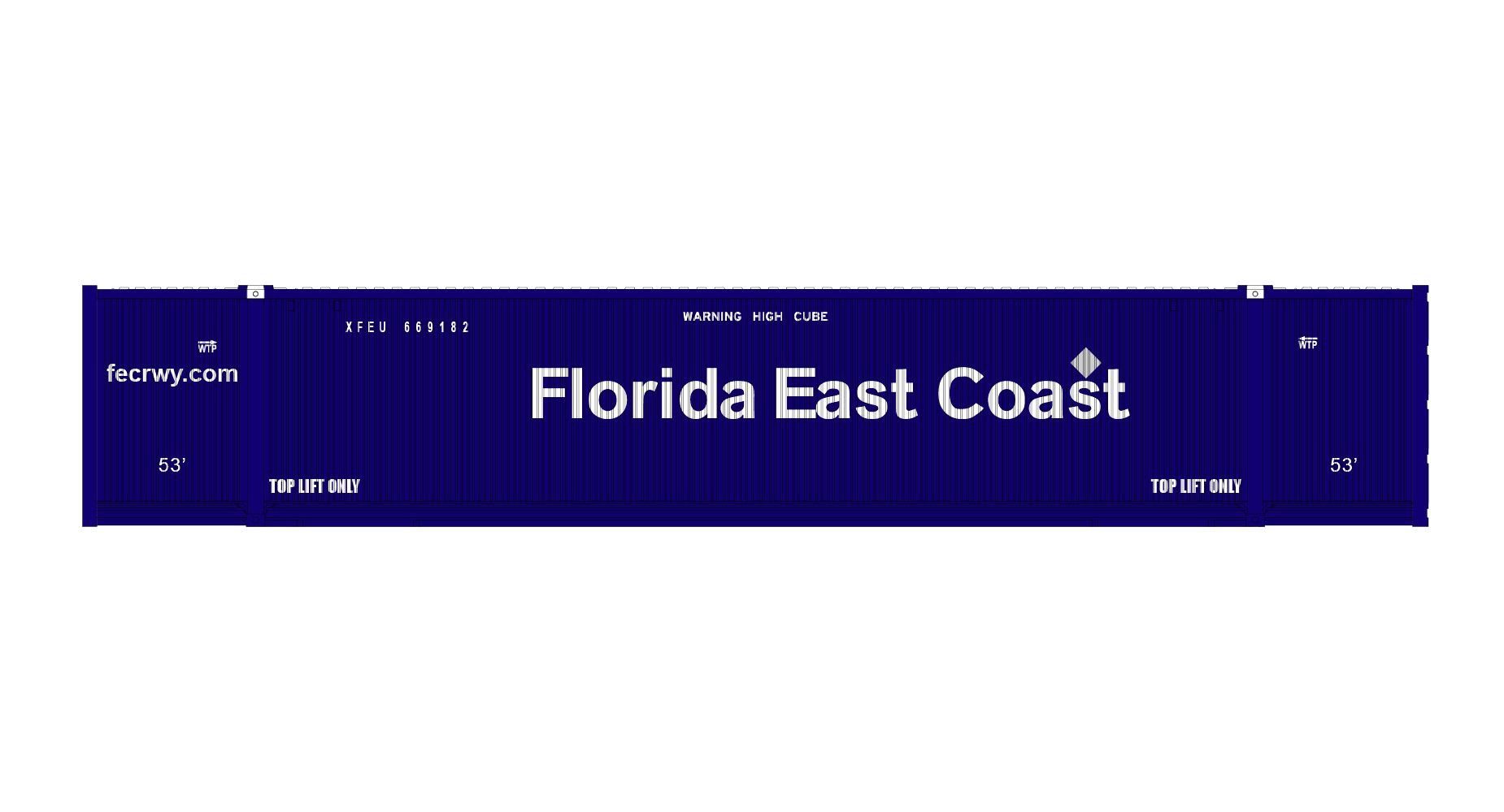 Kato 80054J N Florida East Coast 53' Magnetic Intermodal Container (Pack of 2)