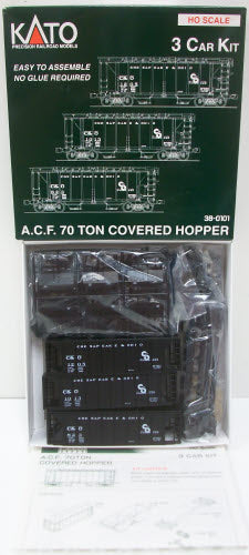Kato 38-0101 HO C&O A.C.F. 70 Ton Covered Hopper Kit (Set of 3)