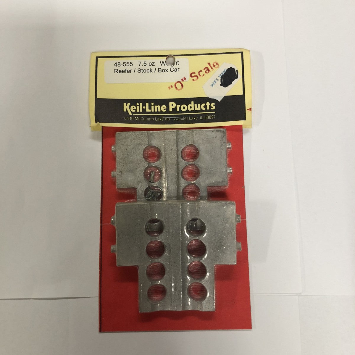 Keil-Line Products 48-555 O Scale 7.5oz Weight for Reefer/ Stock/ Box Car