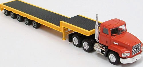 Herpa 6174 HO Undecoraged Mack Flatbed Trailer W/Yellow Heavy Load