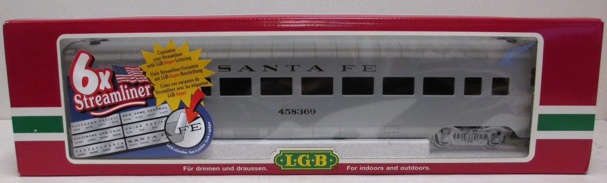 LGB 30570 G Scale Santa Fe Streamlined Passenger Car #458369 - Metal Wheels
