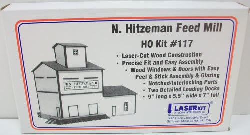 American Model Builders 117 HO Hitzeman Feed Mill Laser Art Wood Kit