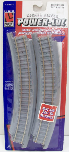 Life Like 21333 HO Power-Loc 18" Radius Curved Track (Pack of 4)