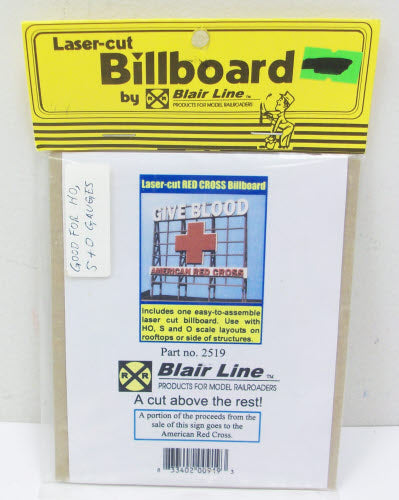 Blair Line 2519 HO, S, O Red Cross Laser Laser-Cut Billboard