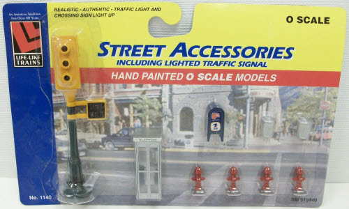 Life Like 1140 O Scale Street Accessories Including Lighted Traffic Signal