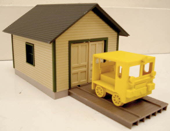 Walthers 933-2704 O / O27 Scale Cream Siding Speeder Shed & Speeder Built-Up