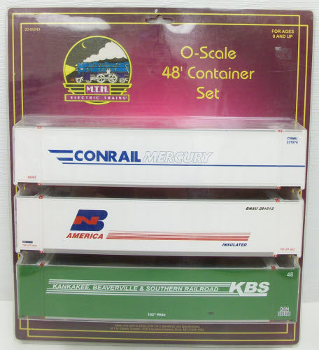 MTH 20-95043 O Conrail, KBS, BN America 48'' Container Set (Set of 3)
