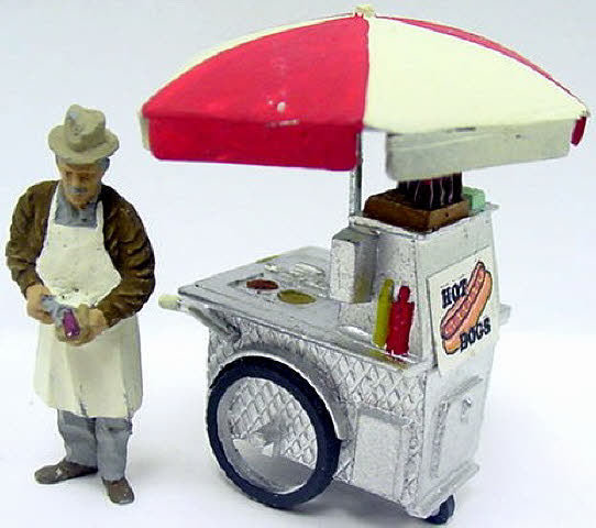 Arttista 9002 O Hot Dog Stand w/Man Pewter Figures