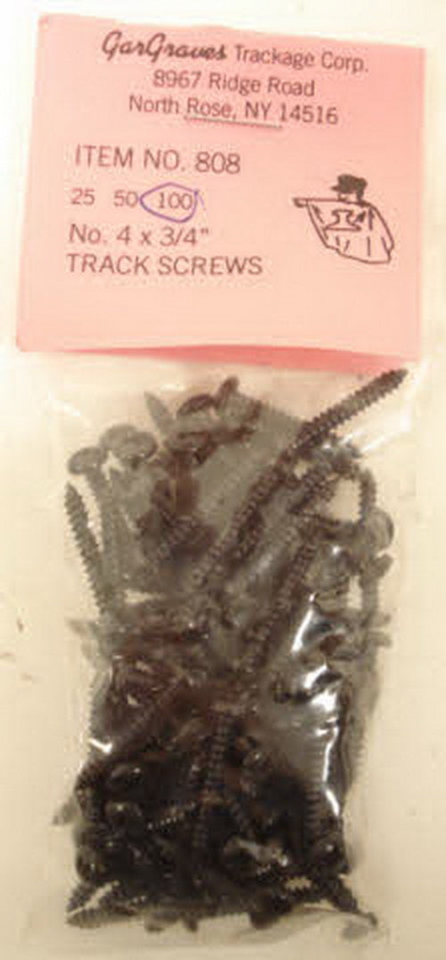 Gargraves 808-1 #4 x 3/4" Black Phillips Pan Head Track Screws (Pack of 100)