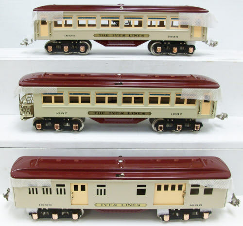 MTH 10-8046 O #1616 Beige/Maroon Passenger Car Set (Set of 3)