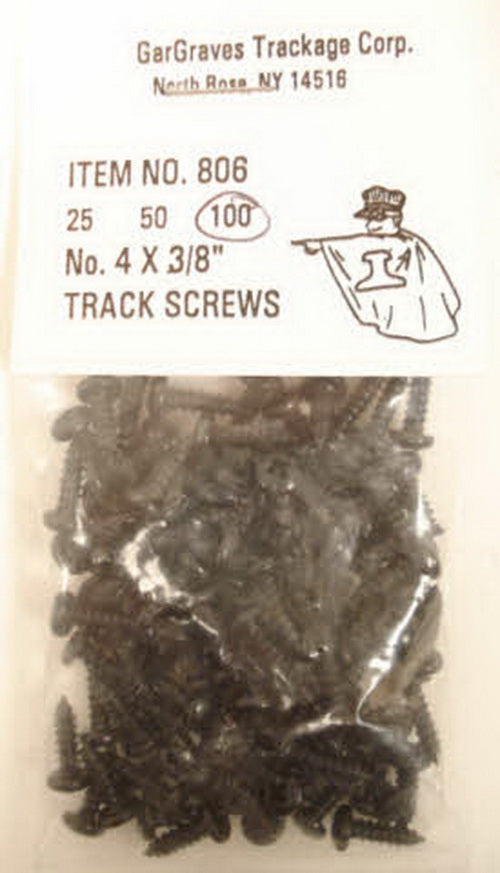 Gargraves 806-1 #4 X 3/8" Black Phillips Pan Head Track Screws (Pack of 100)