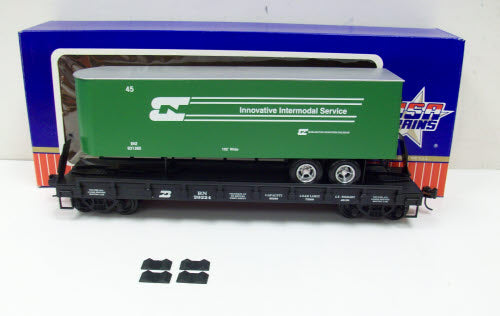 USA Trains 17021 G Burlington Northern Piggyback Flatcar with Trailer