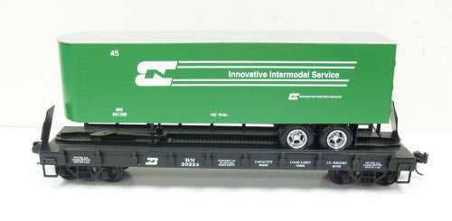USA Trains 17021 G Burlington Northern Piggyback Flatcar with Trailer