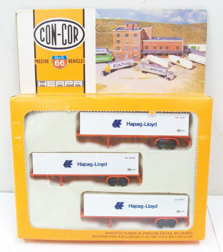 Con-Cor 0004-005112 N 1:160 Hapag-Lloyd Piggyback Ribbed Containers (Pack of 3)