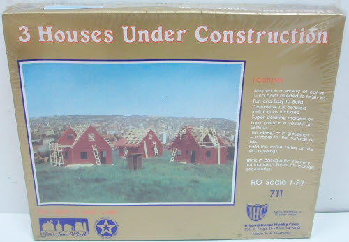 IHC 711 HO Scale 3 Houses Under Construction Building Kit