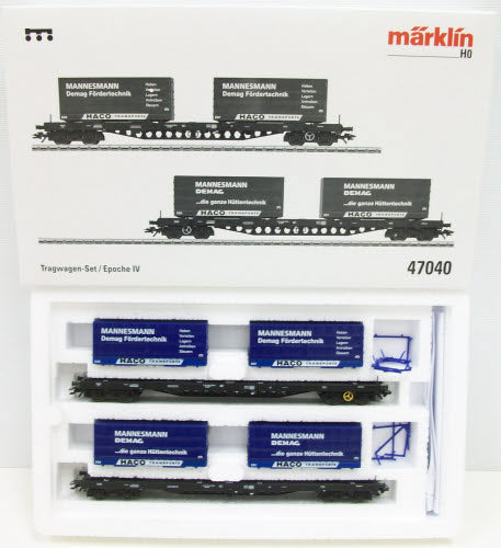 Marklin 47040 DB Flatcar Set w/ HACO Containers