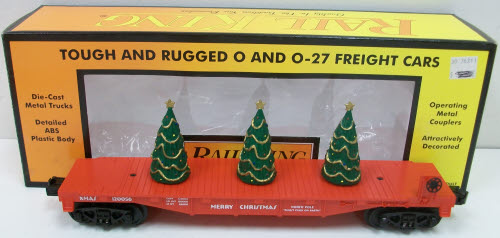 MTH 30-76211 Christmas Flatcar with 3 Xmas Trees
