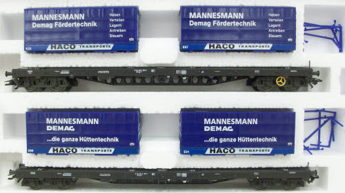 Marklin 47040 DB Flatcar Set w/ HACO Containers