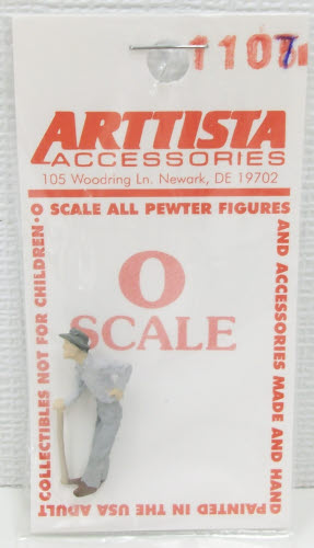 Arttista 1107 O Scale Old Man with Cane Pewter Figure Hand Painted