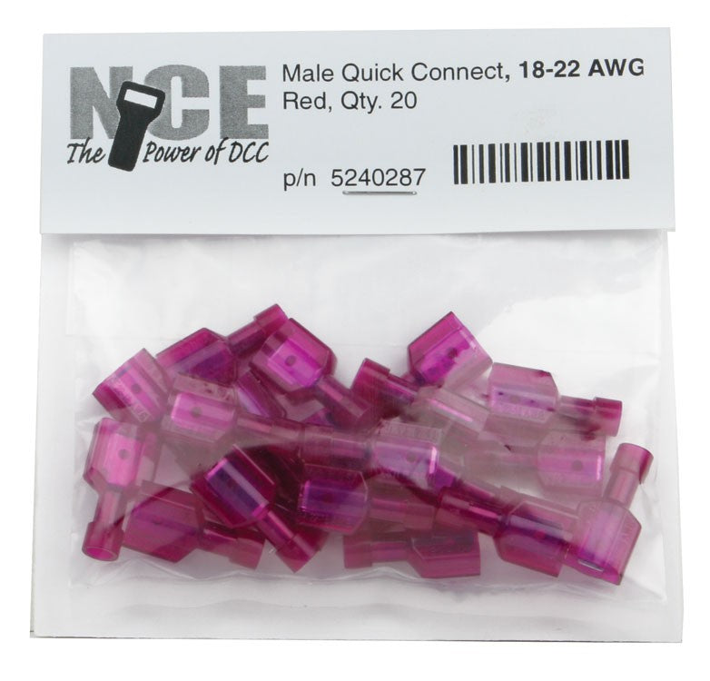 NCE 287 18-22 Red Male Quick Connect Couplers (Pack of 20)