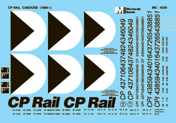 Microscale 60-4339 N 1969+ CP Rail Cabooses Waterslide Decal Sheet