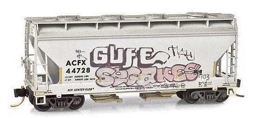 Micro-Trains 09244310 N ACFX Weathered Graffiti 2 Bay ACF Covered Hopper #44728