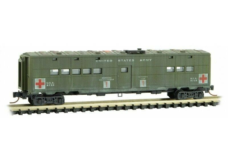 Micro-Trains 11844050 N USAX Weathered 50' Standard Troop Kitchen Car #8733