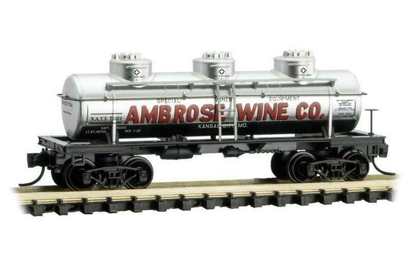 Micro-Trains 06600120 N Ambrose Wine Company 40' 3-Dome Tank Car #7501