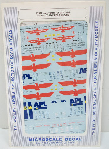 Microscale 87-487 HO President Lines Container & Chassis Decal Sheet