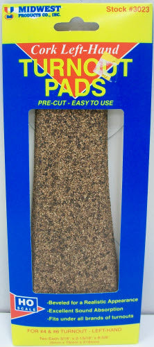 Midwest Products 3023 HO Cork Left-Hand Beveled Turnout Switch Pads (Pack of 2)
