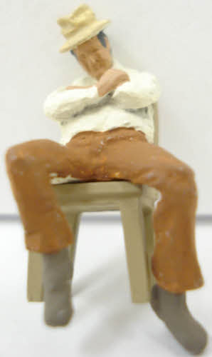 Arttista 1264 O Scale Pewter Sleeping Man Leaning on Chair Hand Painted