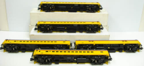 MTH 20-65098 O Chessie 70' Streamlined Smooth Sided Passenger Car Set (Set of 5)