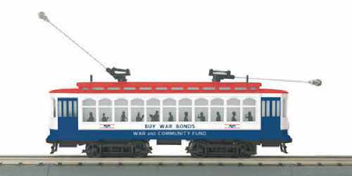 MTH 30-2569-1 WWII Brill Semi-Convertible Trolley w /PS2